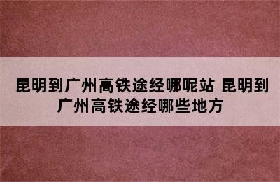 昆明到广州高铁途经哪呢站 昆明到广州高铁途经哪些地方